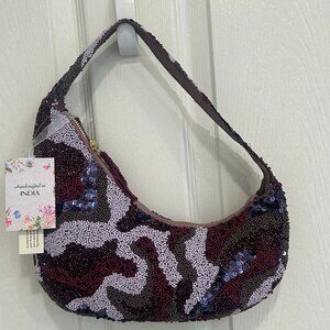 Handmaid in India Camo Asymmetrical Beaded Sequins Bag NWT Tik Tok Viral